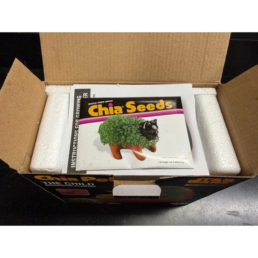 Lot of 3 Chia Pets Bob Ross Grogu The Child Zombie Planters Complete Open Box